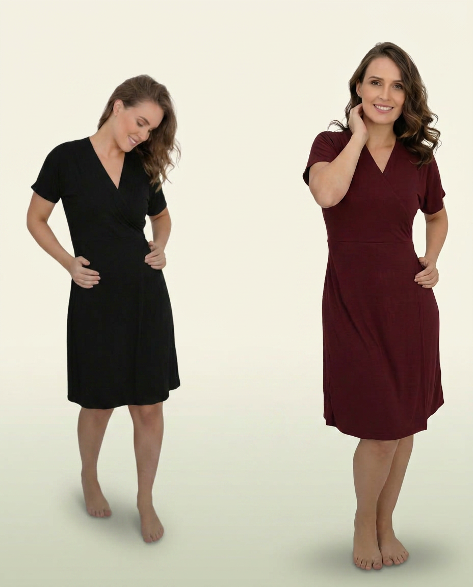 Vestido de malha transpassado pós-cirúrgico Poupée